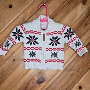 Cat & Jack‎ Fair Isle Knit Full Zip 3 Months Sweater Mock Neck 100% Cotton